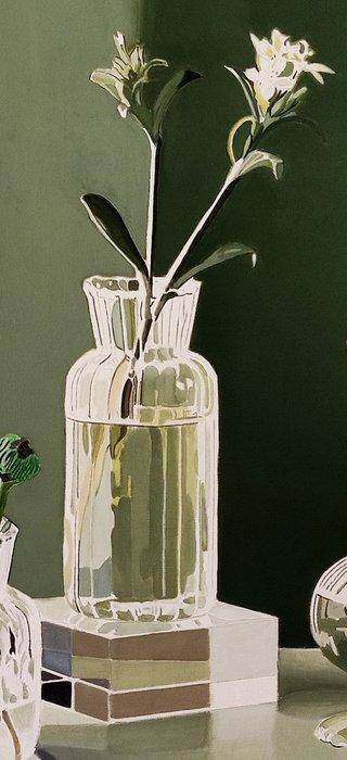 Antonio Perotti - Still Life Vasi in vetro bianco con fiori, Antiek en Kunst, Kunst | Schilderijen | Modern