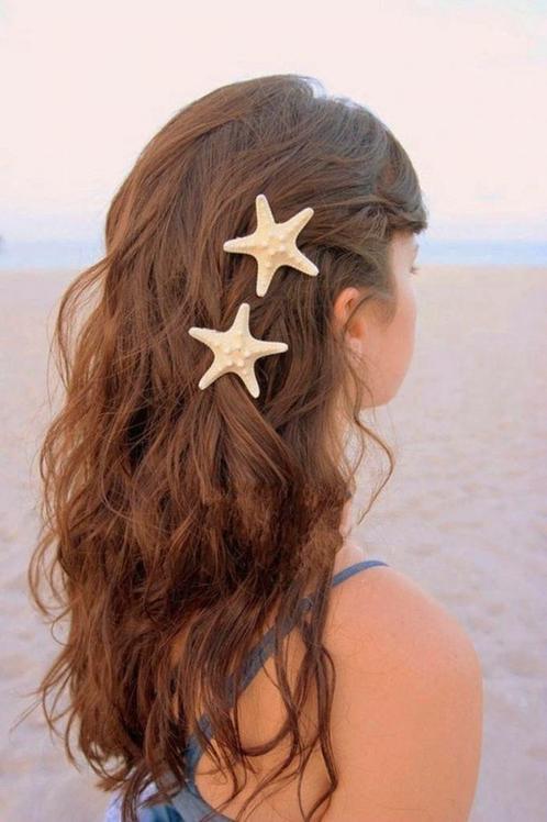 2x Echte Zeester Haarclips Zeemeermin 6 en 7 cm Doorsnede Se, Kleding | Dames, Carnavalskleding en Feestkleding, Nieuw, Ophalen of Verzenden