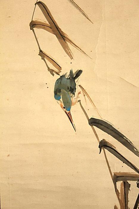 Kacho-ga  (King fisher) - With signature and seal  Fuuko, Antiek en Kunst, Antiek | Overige Antiek