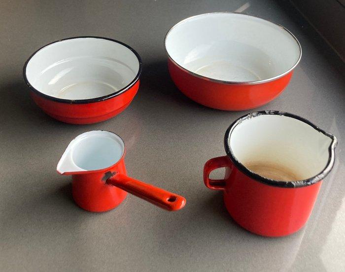 Set kommen (4) - Emaille - NO RESERVE, Antiek en Kunst, Antiek | Keukengerei
