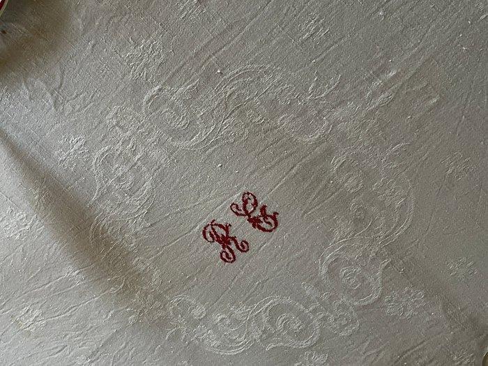 Damast uit de late 19e eeuw, jacquard tafelkleed met met de, Antiek en Kunst, Antiek | Tapijten, Tafelkleden en Textiel