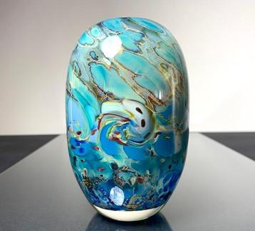 Maxence Parot - Vase -  Vase unique couleurs opalines et Or