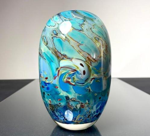 Maxence Parot - Vase -  Vase unique couleurs opalines et Or, Antiek en Kunst, Antiek | Glaswerk en Kristal