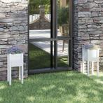 vidaXL Plantenbakken 2 st 31x31x70 cm massief grenenhout wit, Tuin en Terras, Verzenden, Nieuw