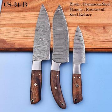 Couteau de cuisine - Chefs knife - bois, acier plié -
