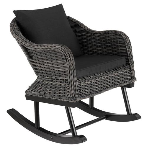 tectake Wicker schommelstoel Rovigo 150kg - grijs, Huis en Inrichting, Stoelen, Verzenden