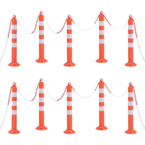 vidaXL Verkeerspalen met ketting 10 st 75 cm PE, Huis en Inrichting, Woonaccessoires | Wanddecoraties, Nieuw, Verzenden