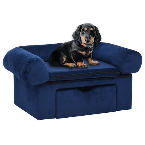 vidaXL Hondenbank met lade 75x50x38 cm pluche blauw, Dieren en Toebehoren, Honden-accessoires, Nieuw, Verzenden
