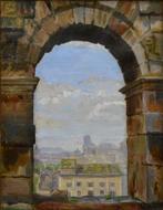Marthe Carrier (1888-1974) - Vue de Rome à travers une arche, Antiek en Kunst