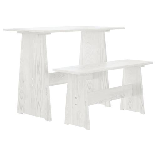 vidaXL Table à manger avec banc Blanc Bois de pin solide, Huis en Inrichting, Tafels | Eettafels, Verzenden