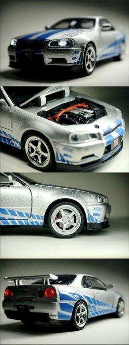 GTR 1:24 - Voiture miniature - Nissan Skyline GT-R R34 model, Hobby en Vrije tijd, Modelauto's | 1:5 tot 1:12
