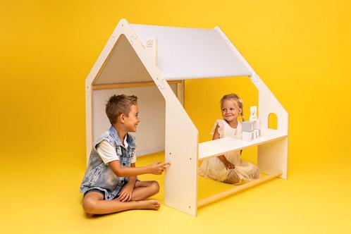 Wit houten huis voor kinderen - blauw dak, Kinderen en Baby's, Speelgoed | Speeltenten, Verzenden