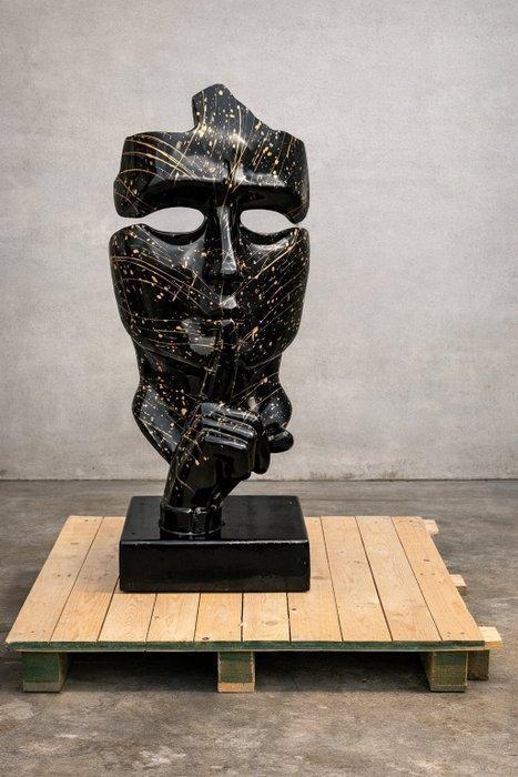 Beeld, XL Modern abstract sculptuur “Silence” – zwart & goud, Antiek en Kunst, Curiosa en Brocante