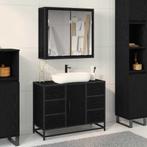 vidaXL Badkamermeubel Set met lade 2 pcs Zwart eiken 80 x 33, Verzenden, Nieuw