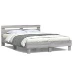 vidaXL Cadre de lit avec tête de lit et LED sonoma gris, Neuf, Verzenden
