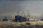 Henri Lehon (1809-1872) - Voorhaven van Plymouth, Antiek en Kunst, Kunst | Schilderijen | Klassiek