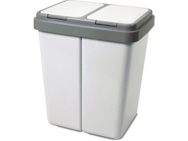 Veiling - Alpfa dubbele afvalbak 50L Lichgrijs, Huis en Inrichting, Woonaccessoires | Prullenbakken