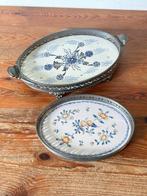 Dienblad (2) - Porselein, Tin - Handgeschilderd decor