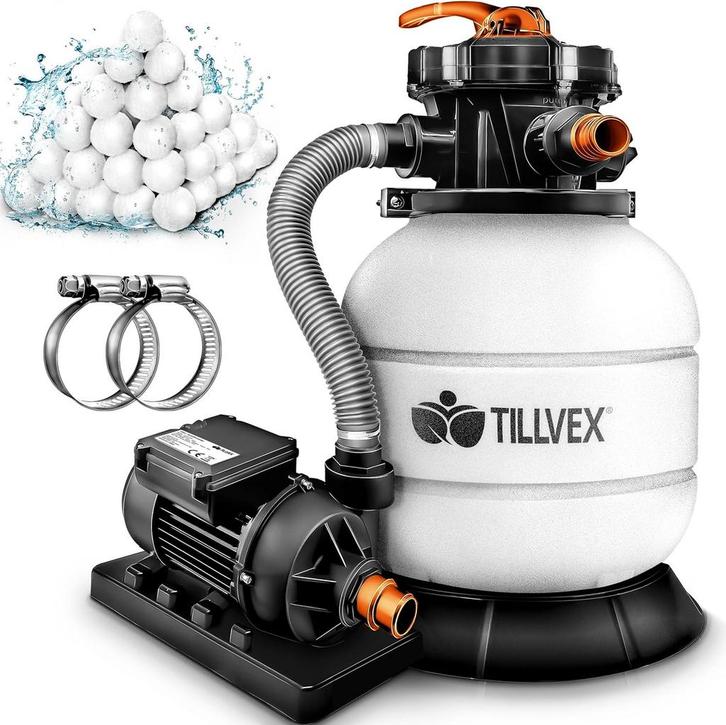 Tillvex® Zandfilter - Zandfilterpomp - 7900L/u - Wit, Doe-het-zelf en Bouw, Gereedschap | Overige machines, Verzenden