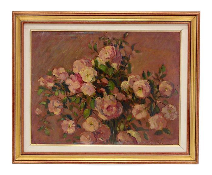 Italiaanse school (XX) - Antique Roses, Firmato in Basso con, Antiquités & Art, Art | Peinture | Classique