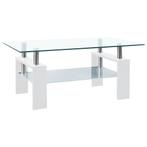 vidaXL Table basse Blanc et transparent 95x55x40 cm Verre tr