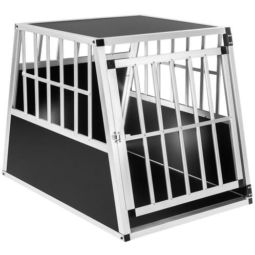 tectake Hondenbench single met schuine achterwand - zwart, Dieren en Toebehoren, Hondenhokken, Verzenden