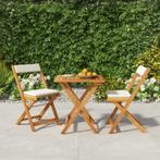vidaXL 3-delige Bistroset inklapbaar met kussens massief, Tuin en Terras, Tuinsets en Loungesets, Verzenden, Nieuw