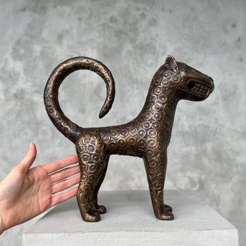 sculptuur, African bronze - Benin Leopard Sculpture - Edo -