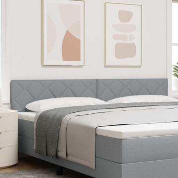vidaXL Stoffen Hoofdbord Geometric Handmatig Lichtgrijs 200, Verzenden