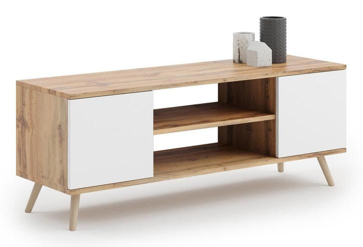 155cm TV-meubel Bruin/Wit | Retour Deal | Scherpe Prijs, Huis en Inrichting, Kasten |Televisiemeubels, Nieuw, Overige houtsoorten
