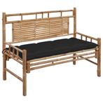 vidaXL Tuinbank met kussen 120 cm bamboe, Tuin en Terras, Verzenden, Nieuw
