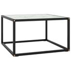 vidaXL Table basse Noir avec verre marbre blanc 60x60x35