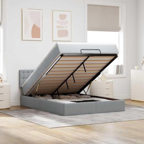 vidaXL Bed poef met matras en LEDs stof 140x190 cm, Huis en Inrichting, Slaapkamer | Bedden, Nieuw, Verzenden
