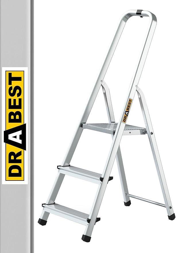 2dekans | Drabest Aluminium Huishoudladder met 3 Treden,, Doe-het-zelf en Bouw, Ladders en Trappen, Ophalen of Verzenden