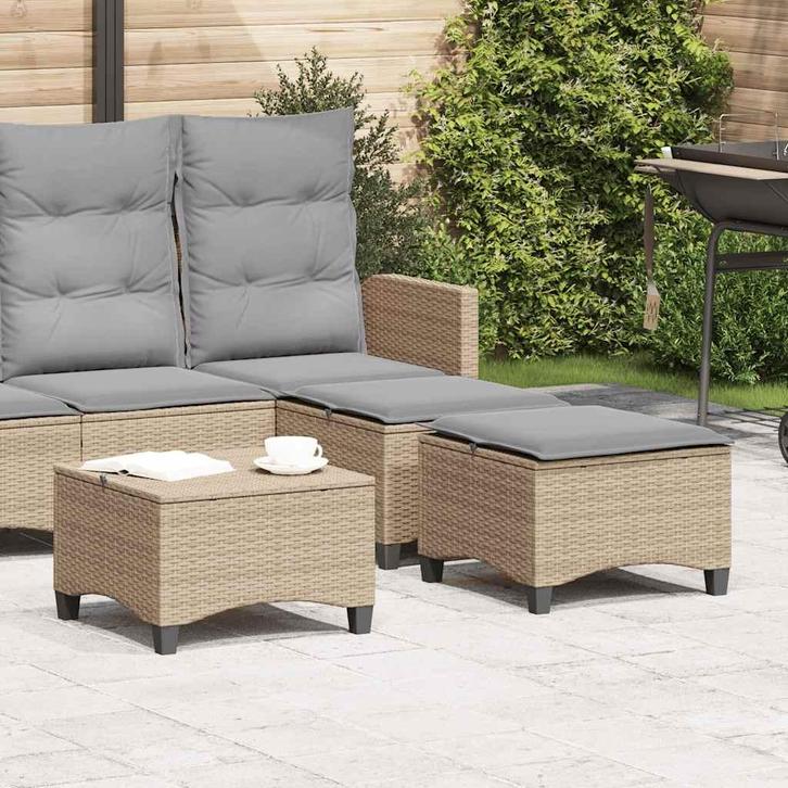 vidaXL Tuinkrukken met kussens 2 st 55x55x36 cm poly rattan, Tuin en Terras, Tuinsets en Loungesets, Nieuw, Verzenden
