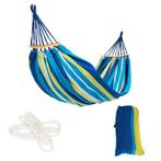 Hangmat Blauw/Groen Katoen | Retour Deal | OP = OP, Tuin en Terras, Meerpersoons, Nieuw, Buiten, Opvouwbaar