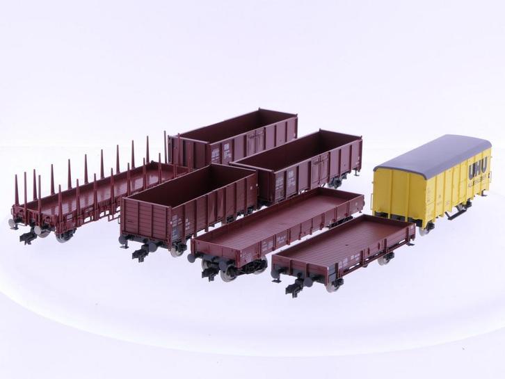 Schaal H0 Fleischmann en Roco goederenwagens set van de D..., Hobby en Vrije tijd, Modeltreinen | H0, Gelijkstroom, Analoog, Gebruikt