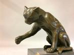 sculptuur, Spelende kat - 14 cm - Bronzen beeld - spelende, Antiek en Kunst