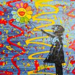 Joaquim Falco (1958) - Banksy girl with Murakami flower