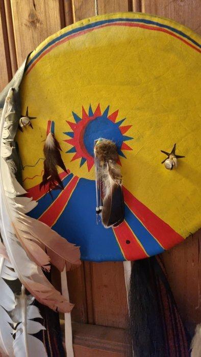 Comanche inheemse Amerikaanse zichtschild - Comanche - V.S., Antiek en Kunst, Kunst | Niet-Westerse kunst