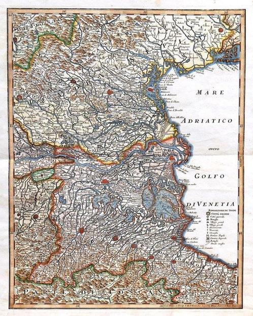 Italië - Romagna, Veneto; M. Seutter - . - 1734, Boeken, Atlassen en Landkaarten