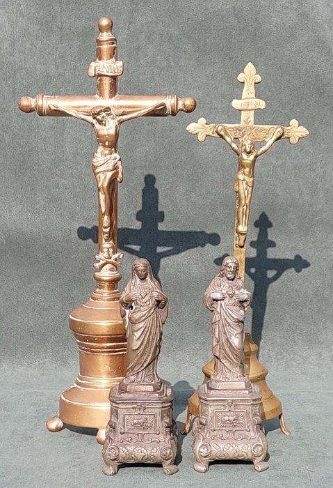 Collectie heiligenbeelden (4) - Brons, Zinklegering -, Antiek en Kunst, Antiek | Boeken en Manuscripten