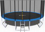 Trampoline - blauw - 465 cm - met net en ladder - tot 180 KG, Ophalen of Verzenden, Nieuw