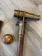 Wandelstok - Wandelstok met zwaar messing handvat en, Antiek en Kunst