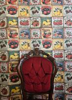 Tissu vintage avec étiquettes de fruits - 300x280 cm -