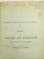 Adolphe de Chambrun - Droits et Libertés aux Etats Unis, Antiek en Kunst