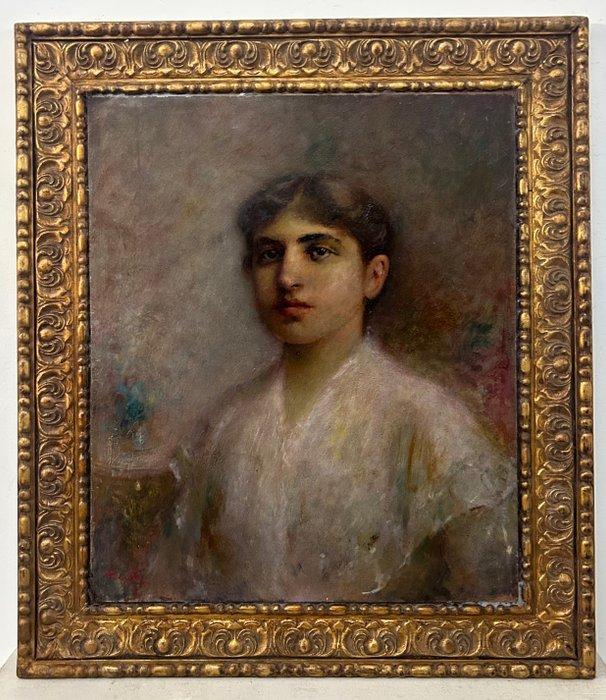 Antonio Pagnotta (1900-?) - Ritratto di giovane ragazza, Antiek en Kunst, Kunst | Schilderijen | Klassiek