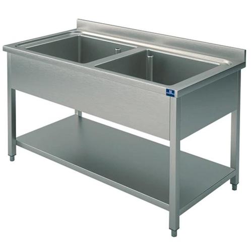 Spoeltafel | RVS | 2 Spoelbakken (Midden) | Bodemschap |, Zakelijke goederen, Horeca | Keukenapparatuur, Nieuw in verpakking, Verzenden