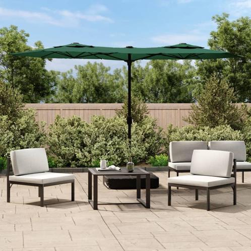 vidaXL Parasol dubbel met LEDs 316x145 cm groen, Tuin en Terras, Parasols, Nieuw, Verzenden