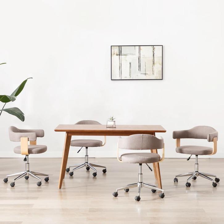 vidaXL Eetkamerstoelen 4 st draaibaar gebogen hout en stof, Maison & Meubles, Chaises, Envoi